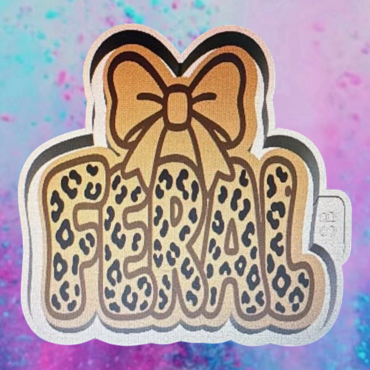 Leopard print Feral with bow car freshie mold.