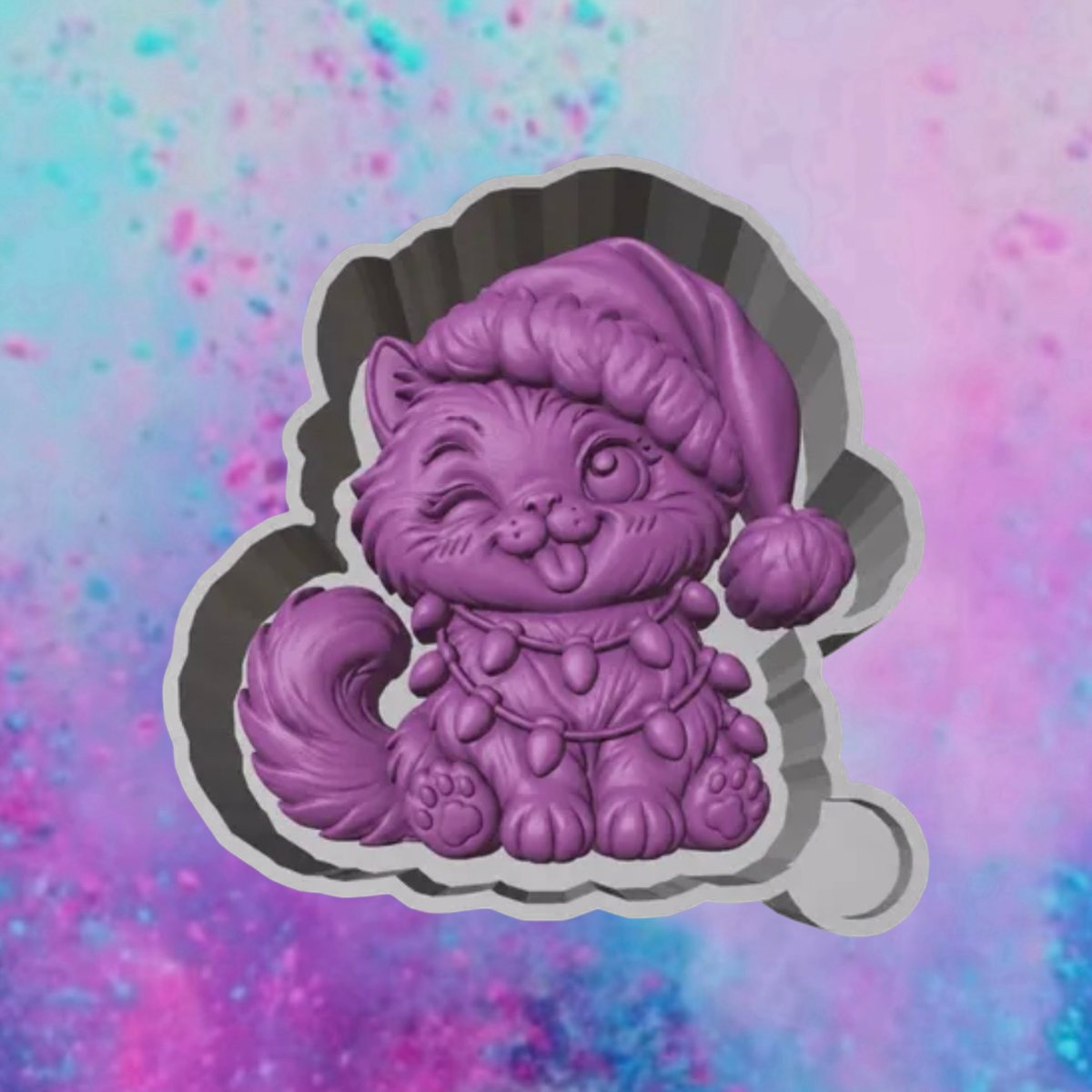 3D Christmas cat car freshie molds.