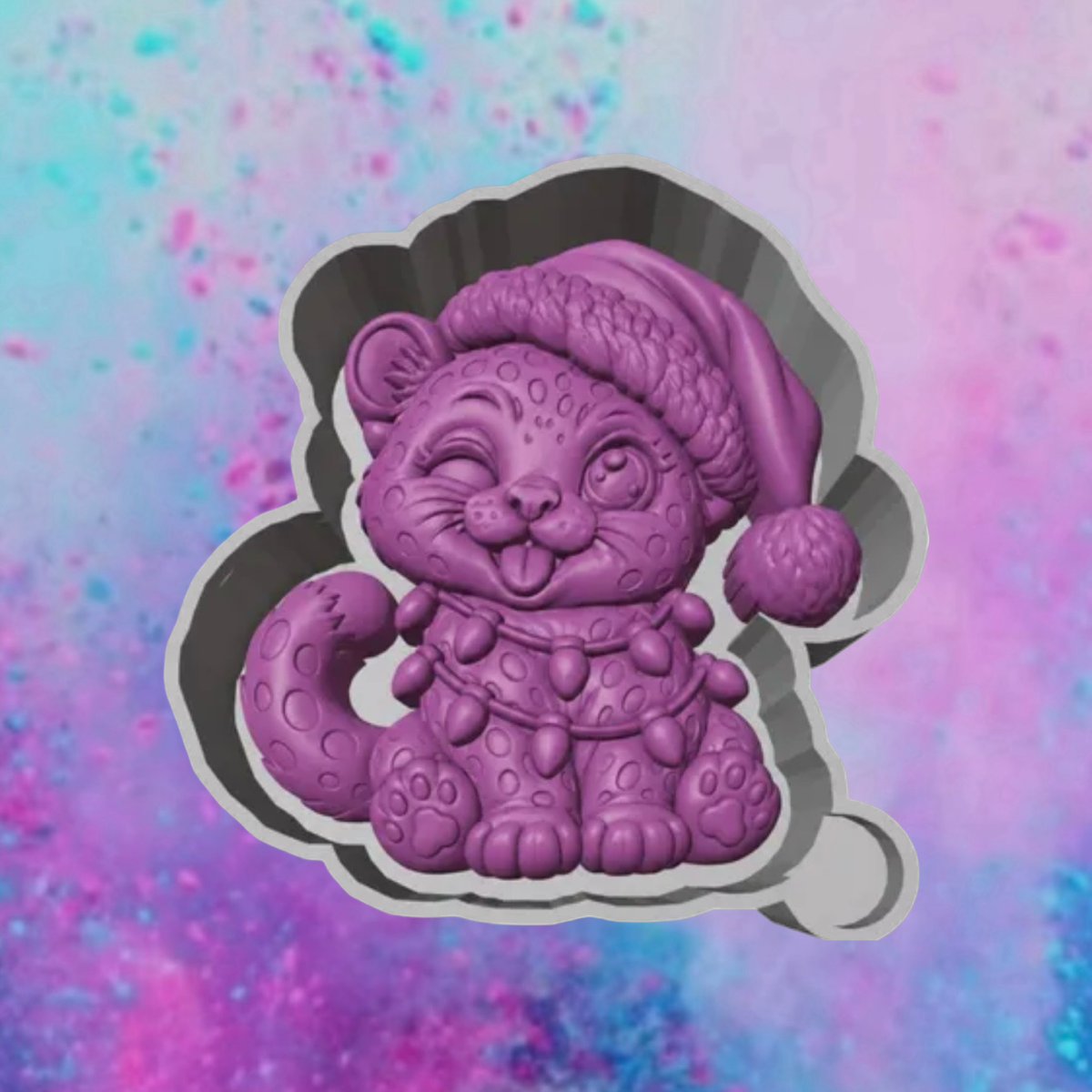 3D Christmas Leopard car freshie molds.