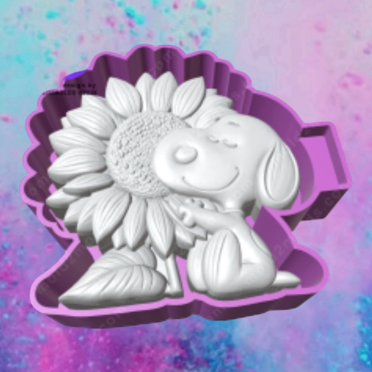 3D Snoopy hugging a sunflower car freshie molds.