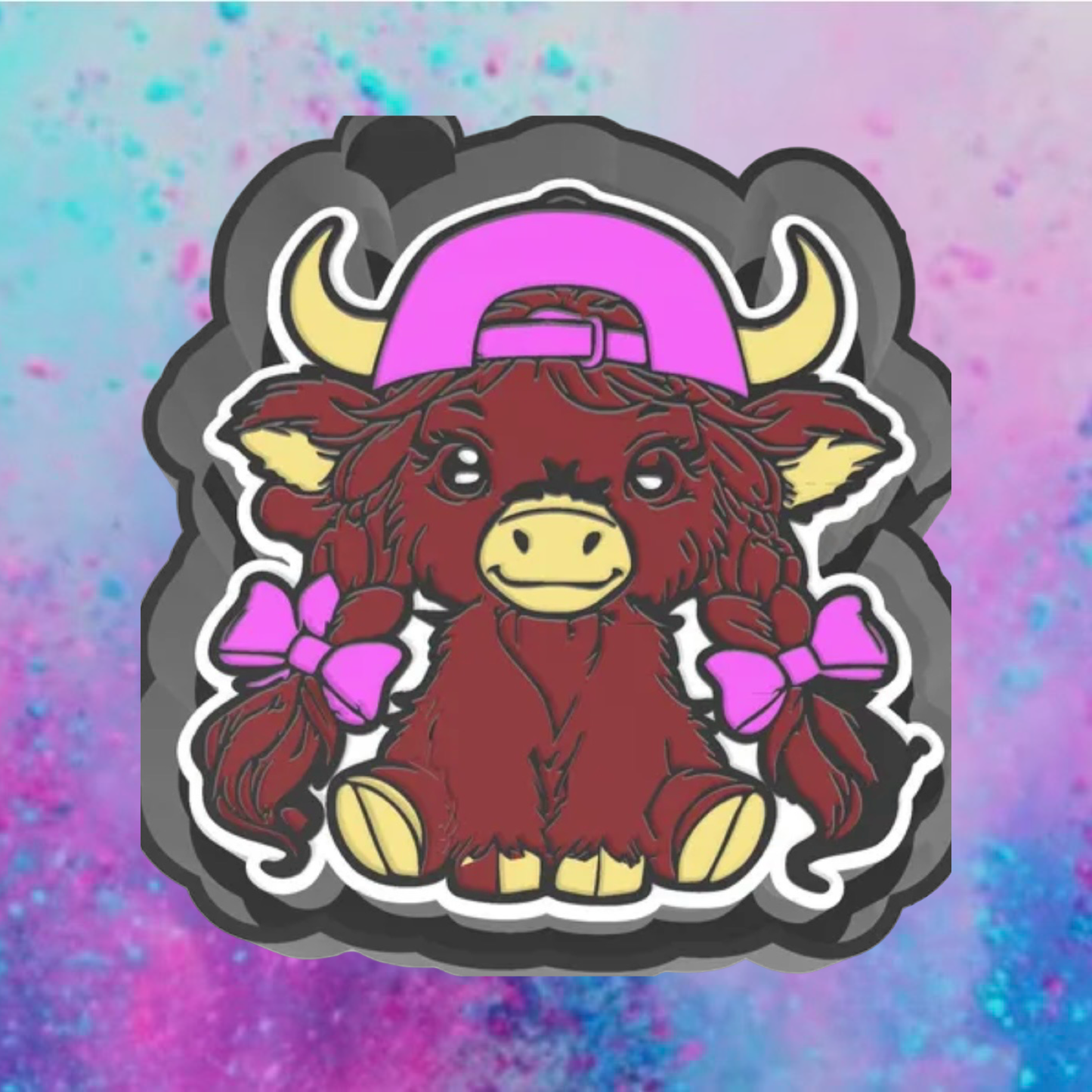 Hair braided cow freshie mold