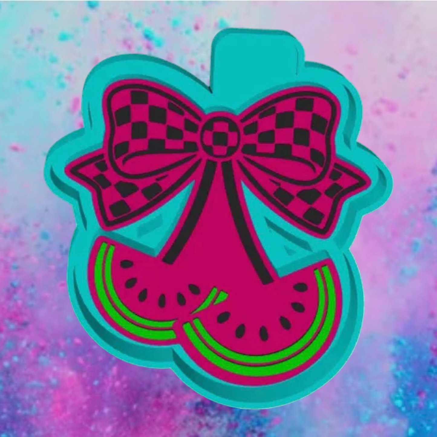 Checkered bow watermelon freshie mold