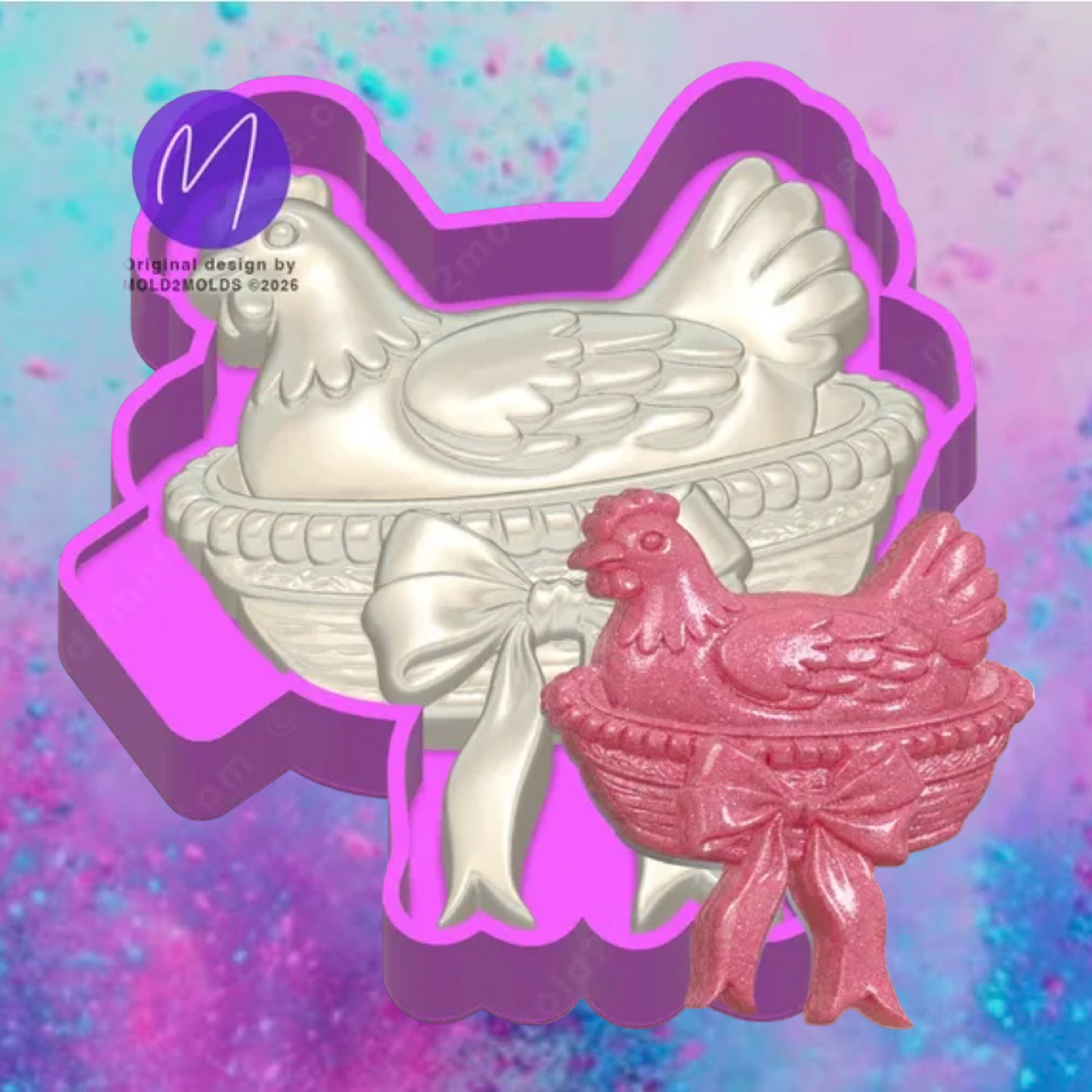 3D chicken in nest freshie mold