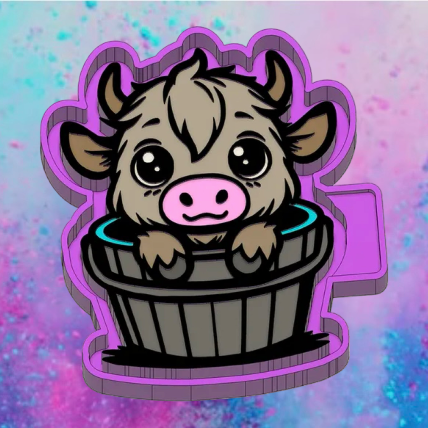 Cute highland cow in bucket freshie mold