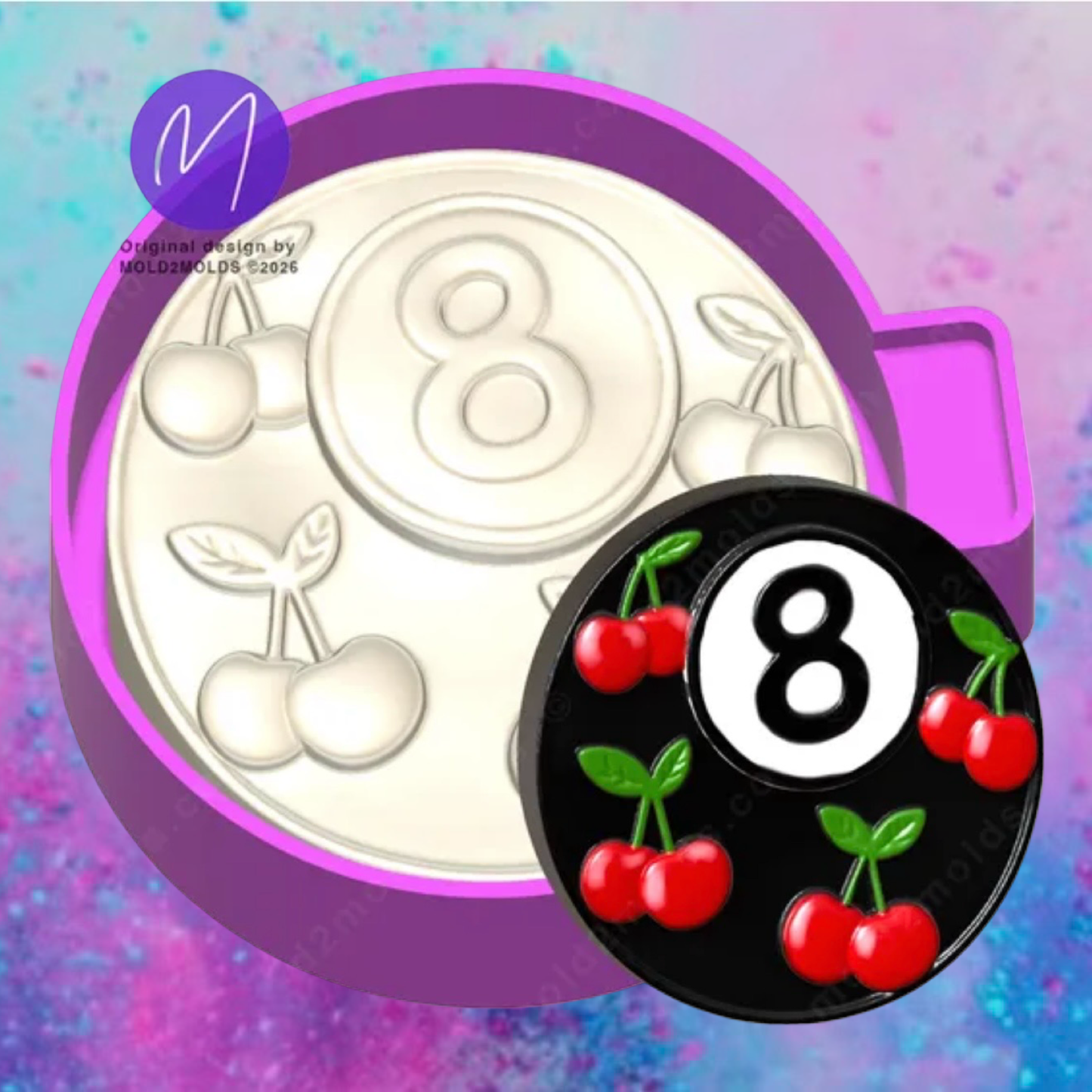 3D 8 ball cherry freshie mold