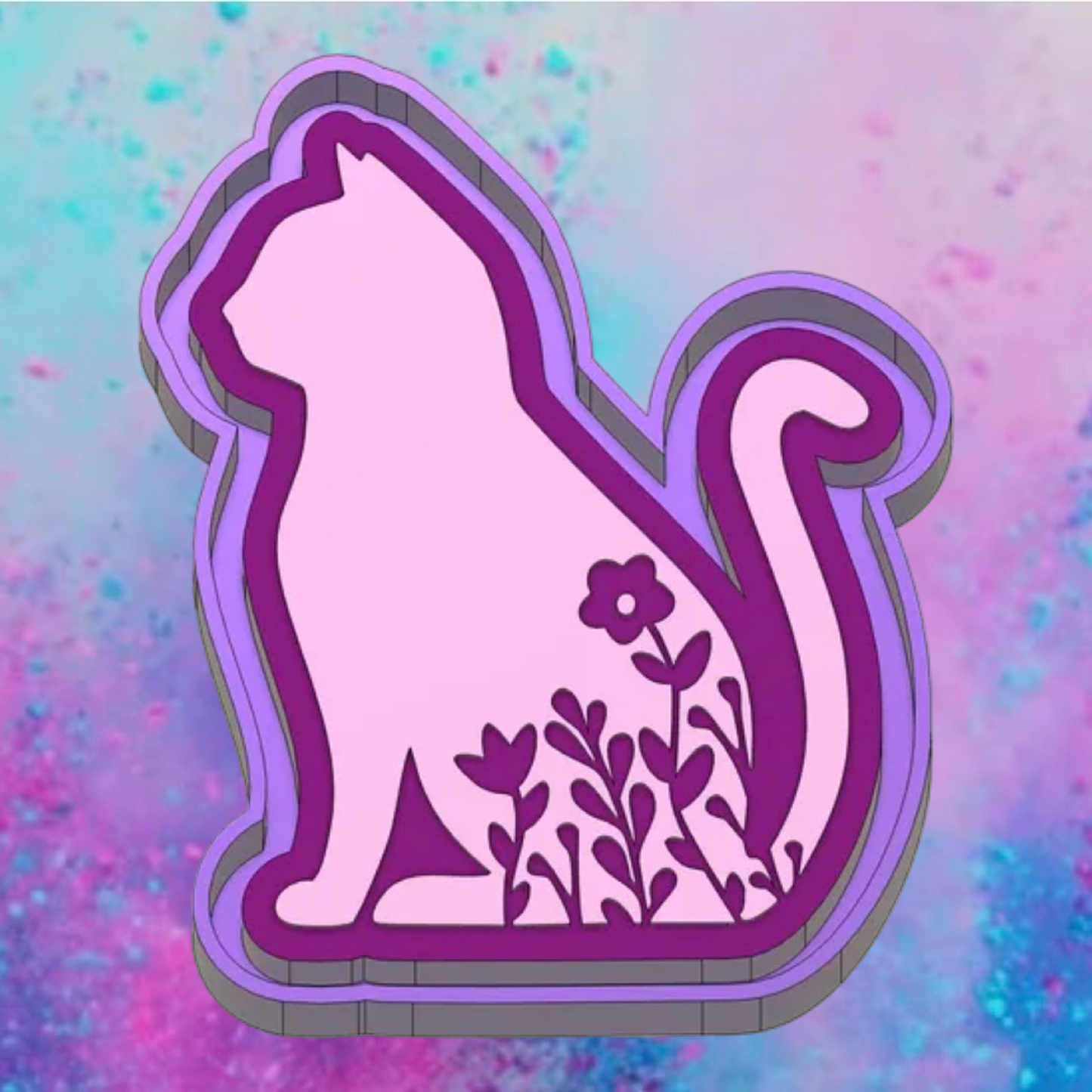 Floral cat freshie mold