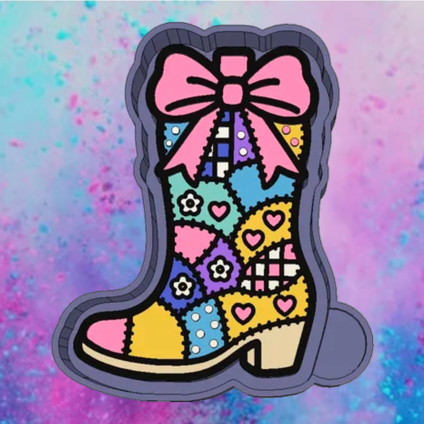 Patchwork western boot freshie mold