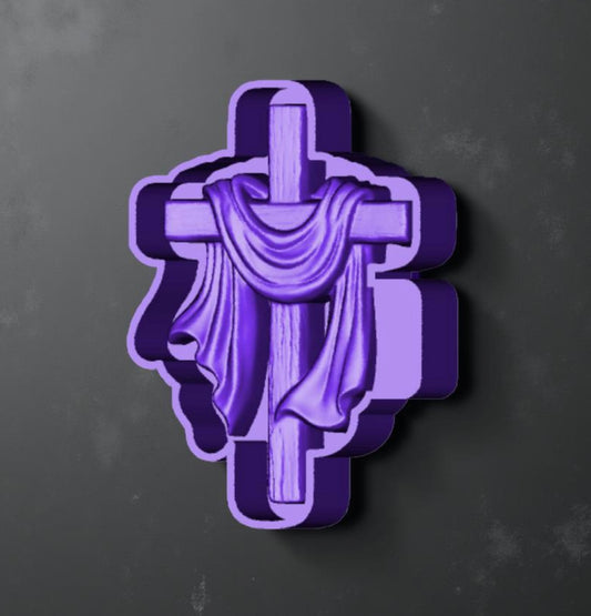 3D cross with drape car freshie mold.