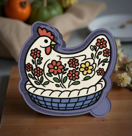 Floral hen on nest car freshie mold.
