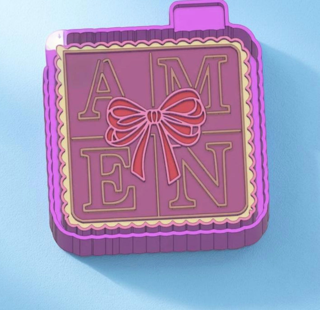 Amen with bow car freshie mold.