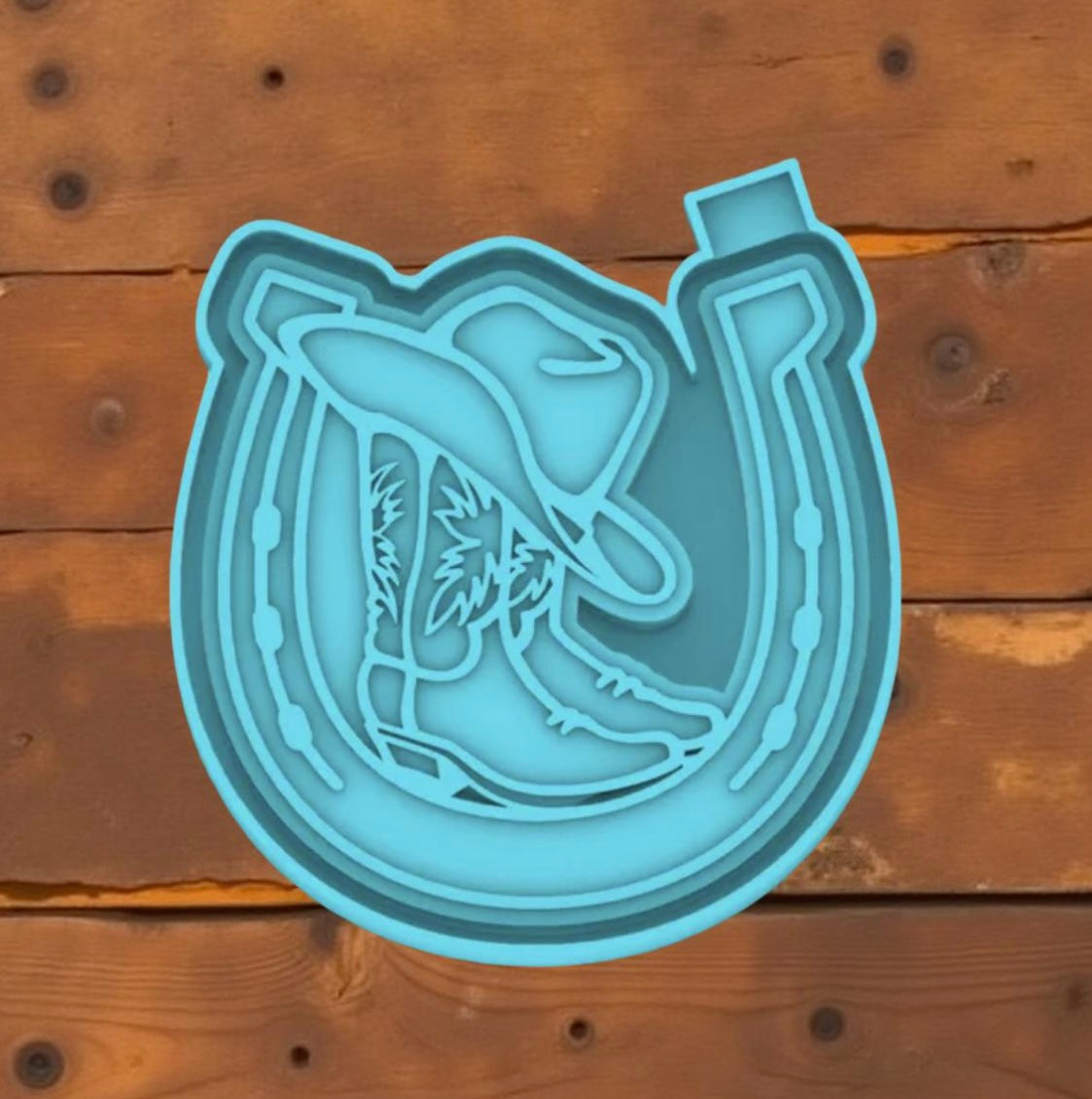 Horseshoe and cowboy boot car freshie mold.