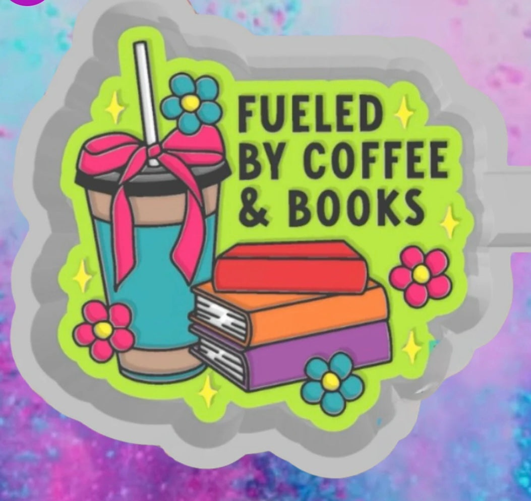 Fueled by coffee and books car freshie mold.