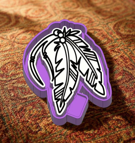 Tribal feathers car freshie mold.