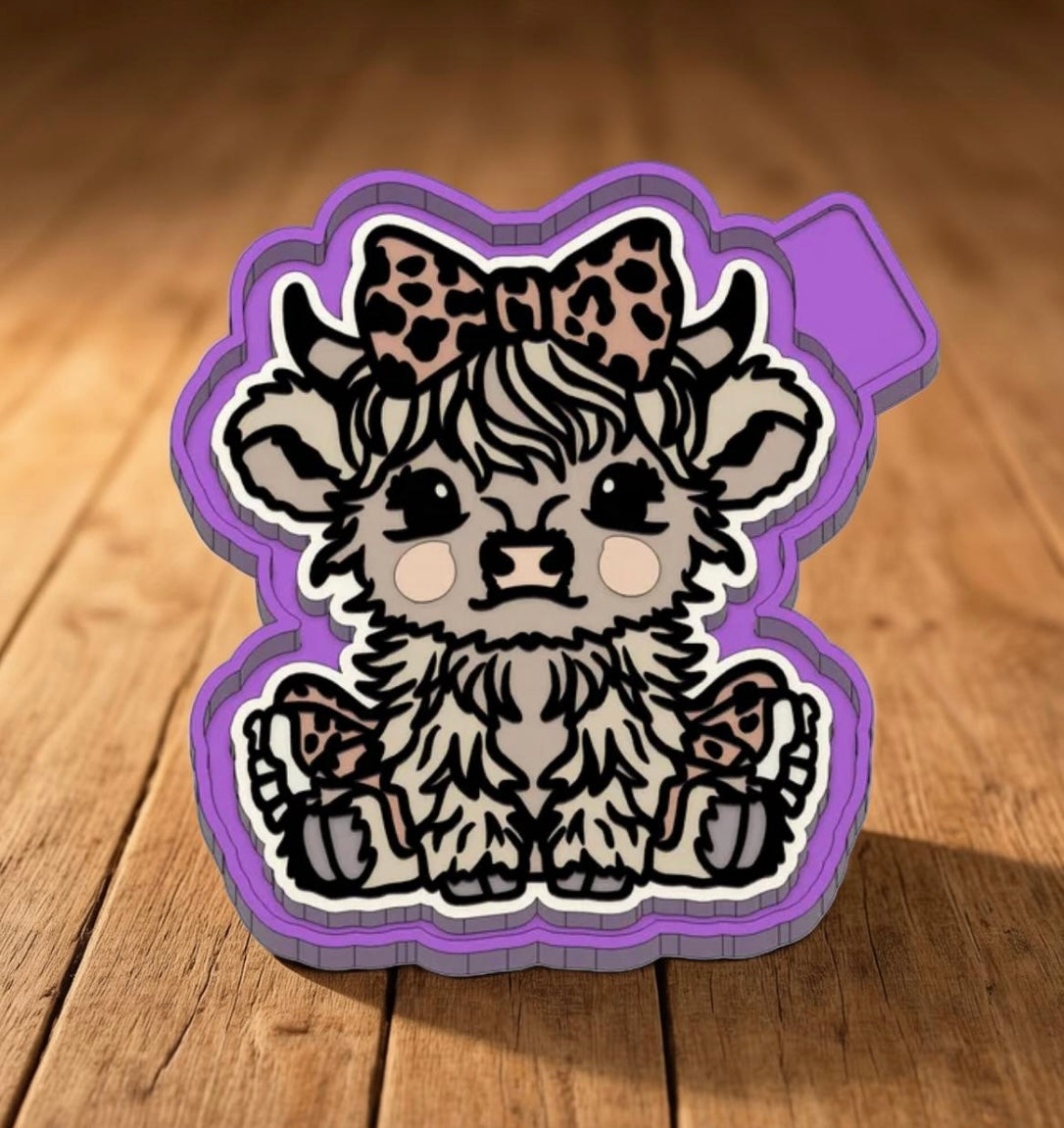 Cheetah print bow cow car freshie mold.