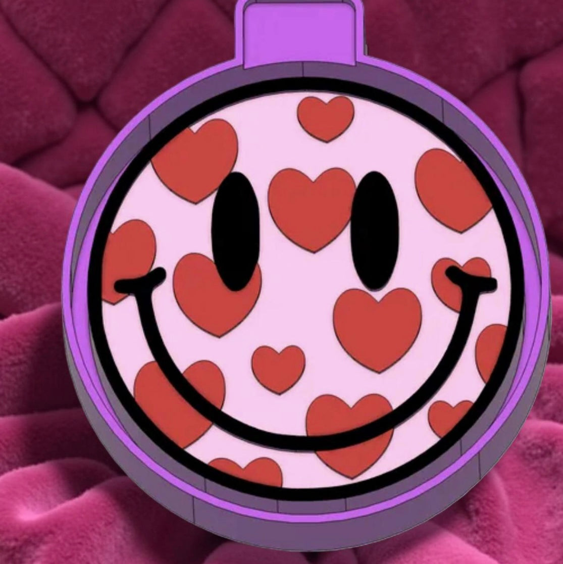 Smiley face with hearts car freshie mold.