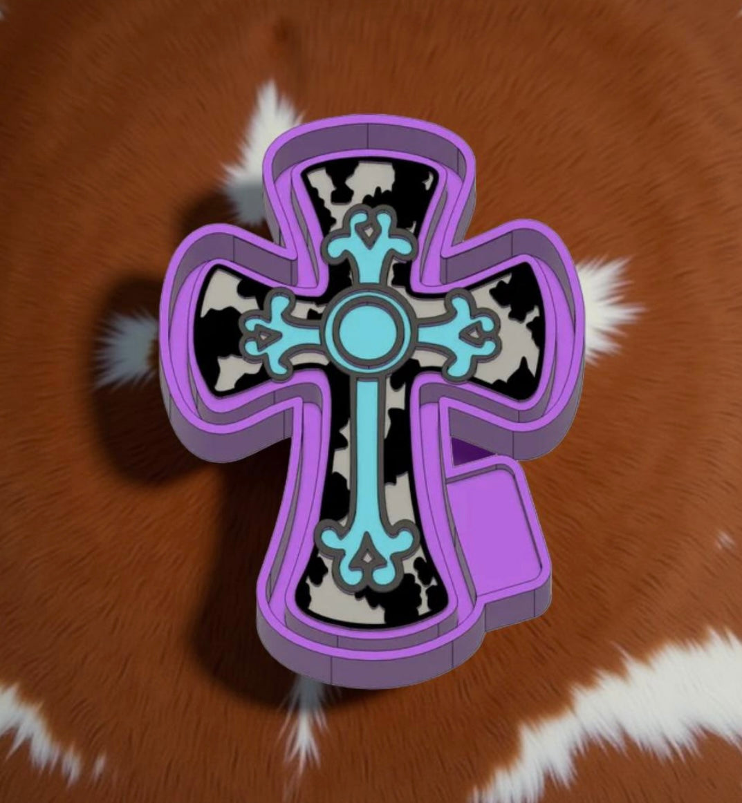 Western cowhide cross car freshie mold.