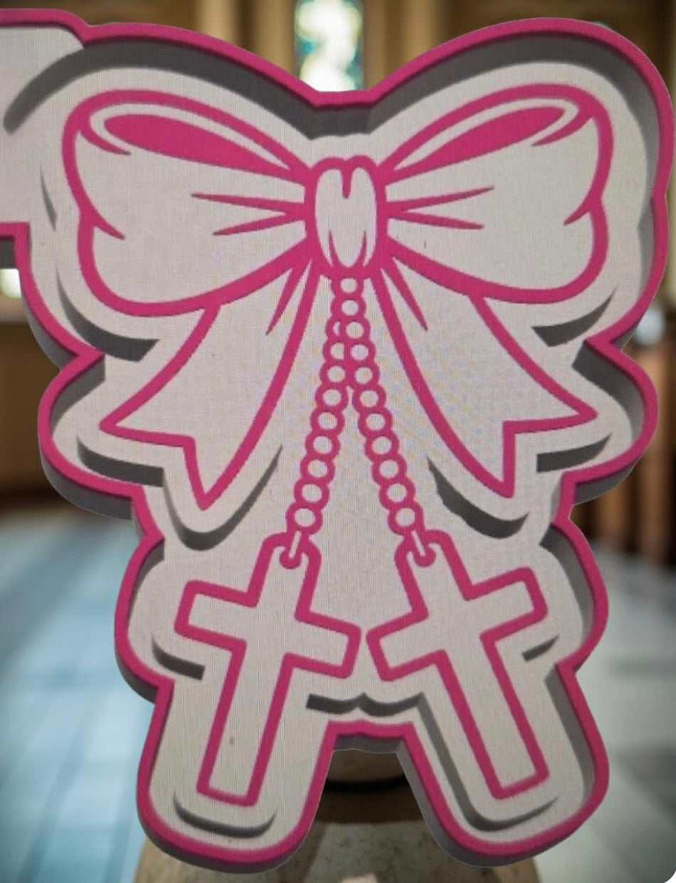 Bow with crosses car freshie mold.