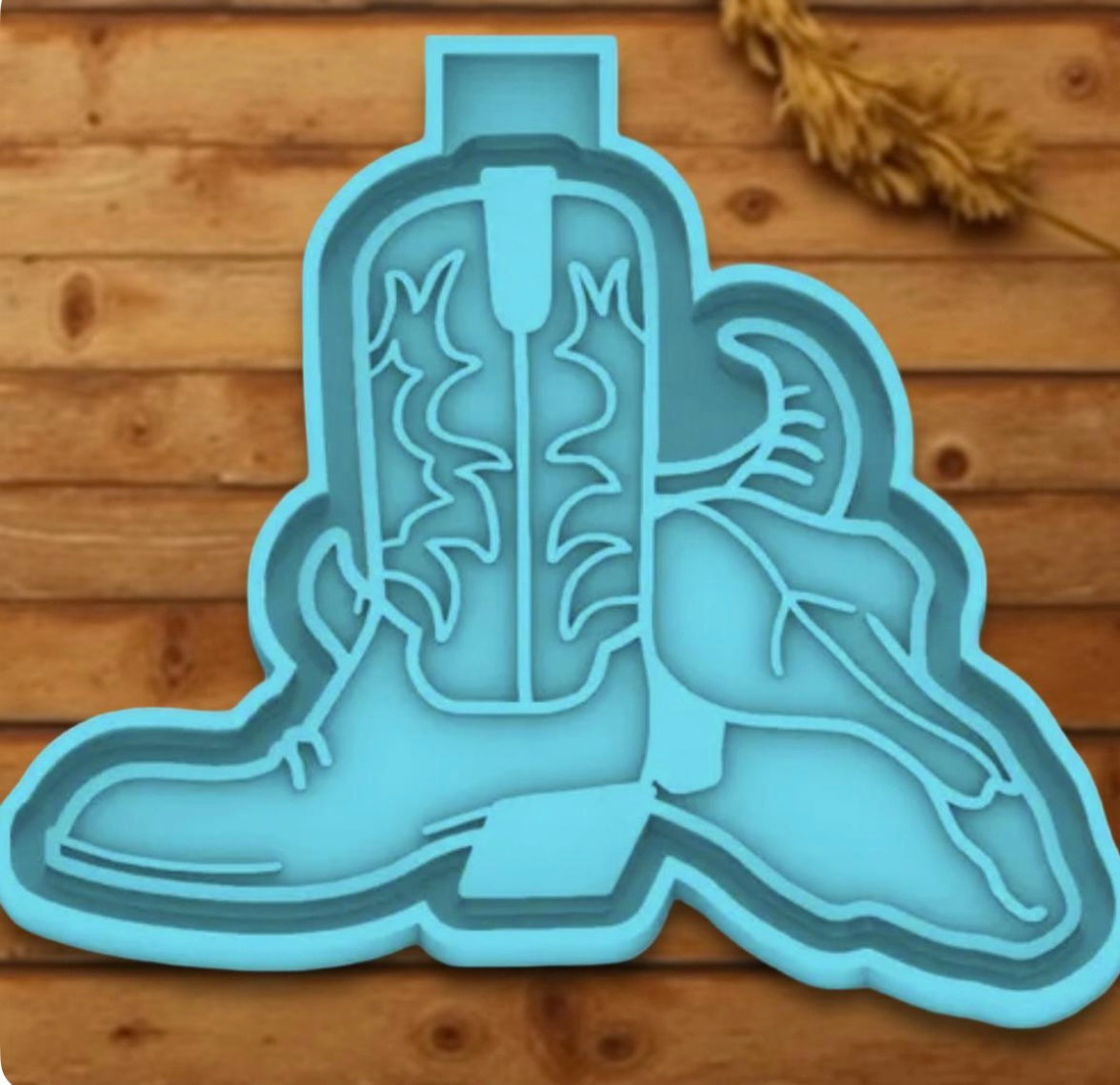 Cowboy boots and bullhead skull car freshie mold.