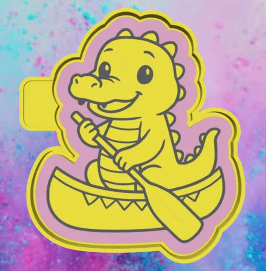 Gator in a canoe car freshie mold.