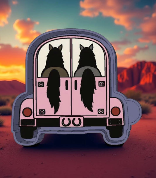 Horses in trailer car freshie mold.