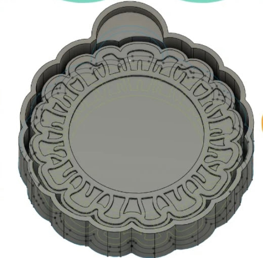 Ruffled round cardstock car freshie mold.