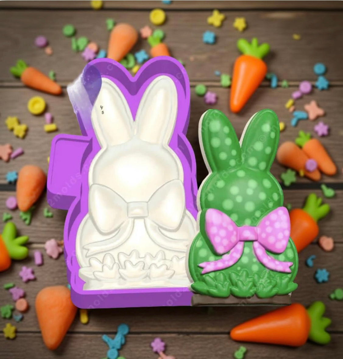 3D bunny with bow car freshie molds