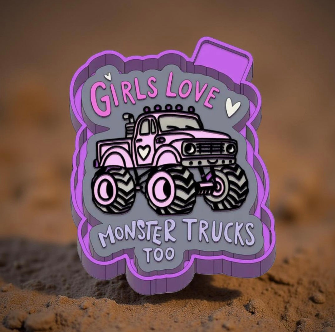 Girls love monster trucks car freshie mold.
