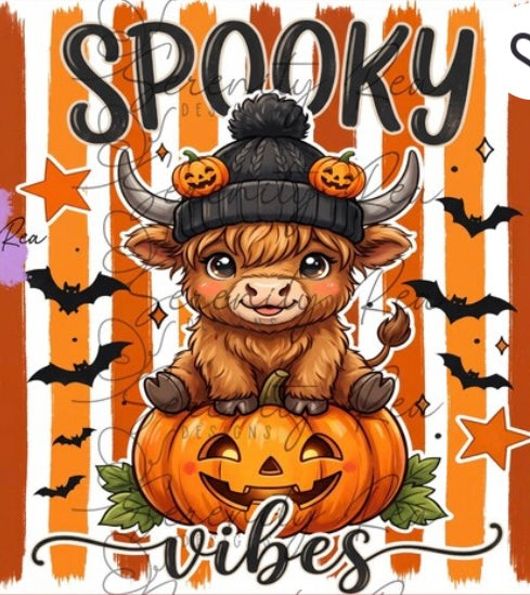 Spooky  Vibes cow square cardstock