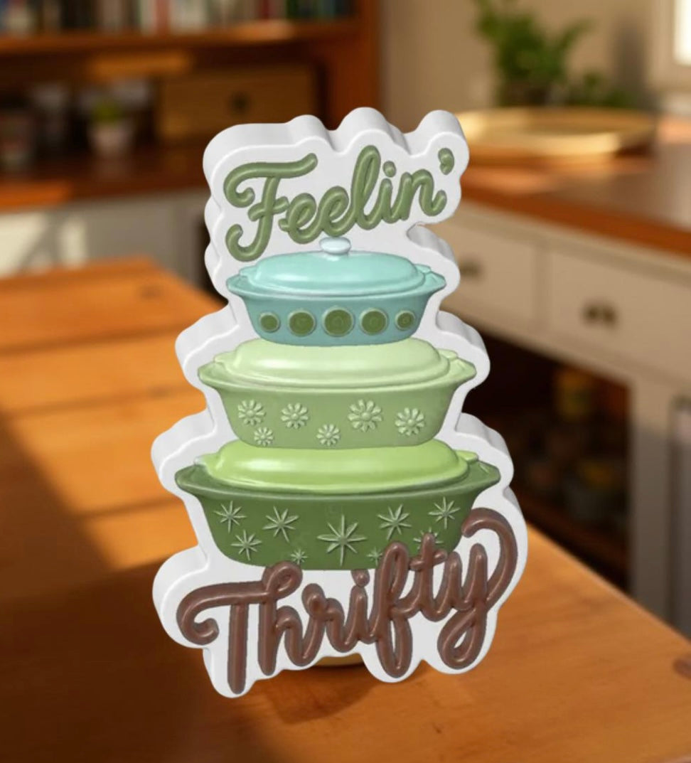 3D “Feeling thrifty" casserole bowls car freshie mold.