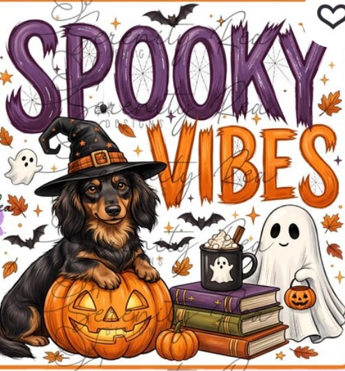 Spooky Vibes Dachshund square cardstock