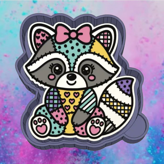 Patchwork raccoon freshie mold