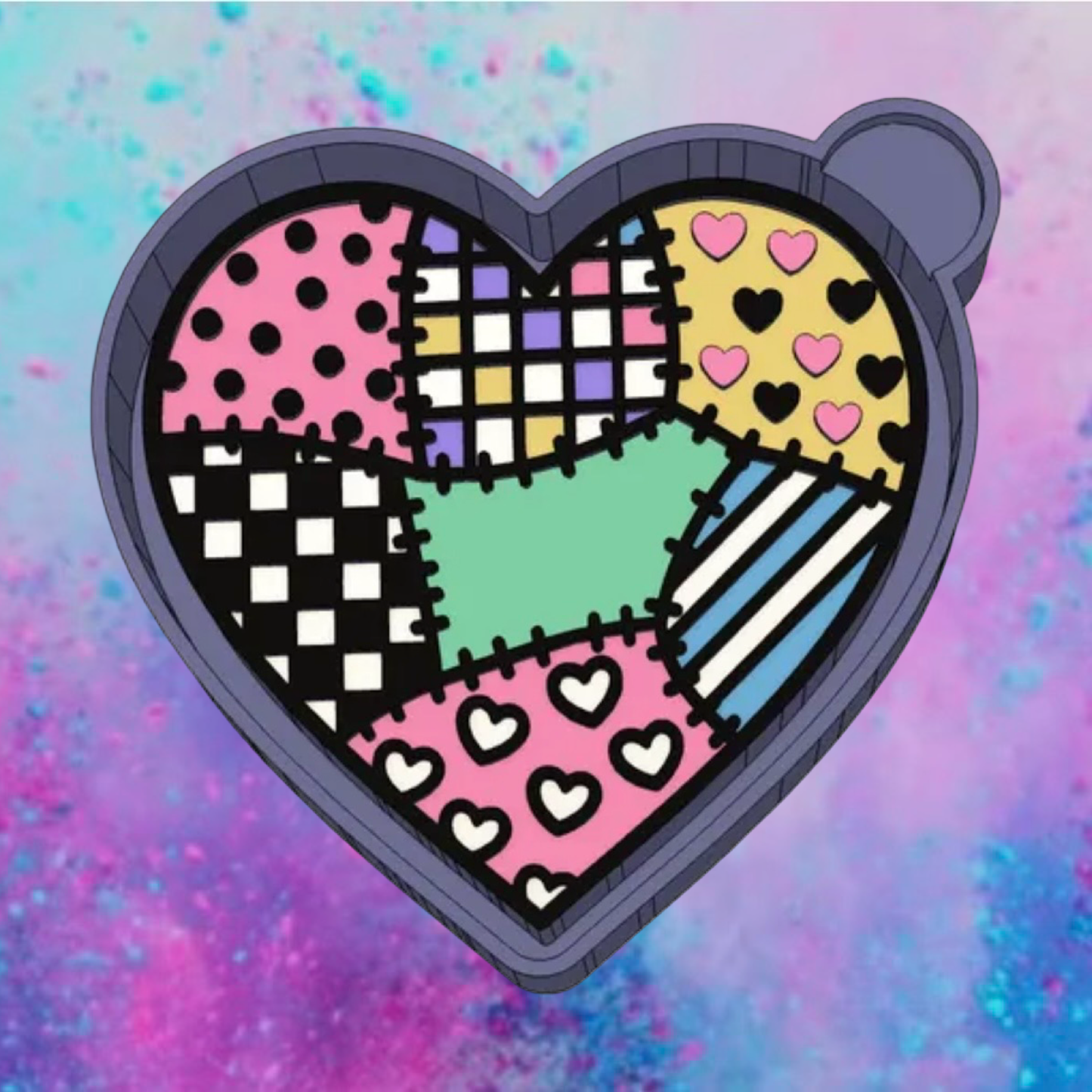 Patchwork heart freshie mold