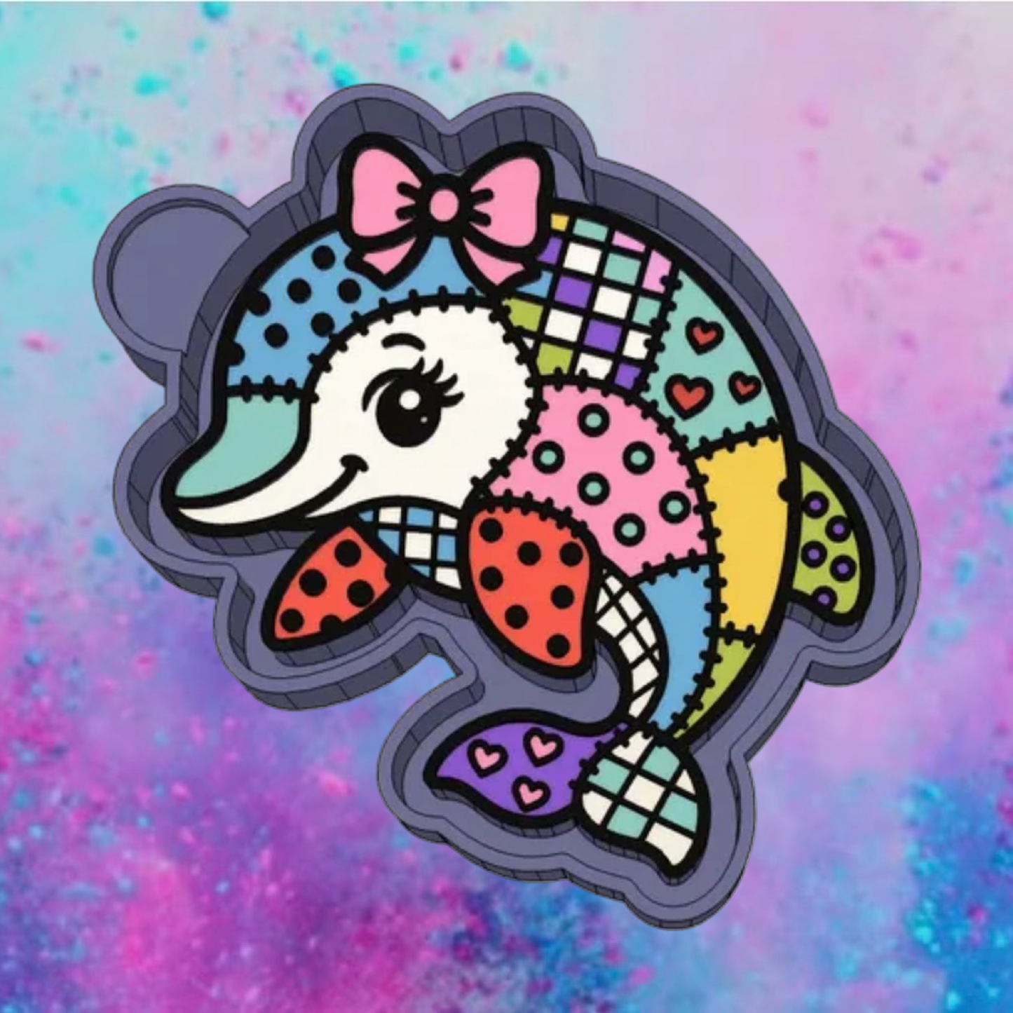 Patchwork dolphin freshie mold