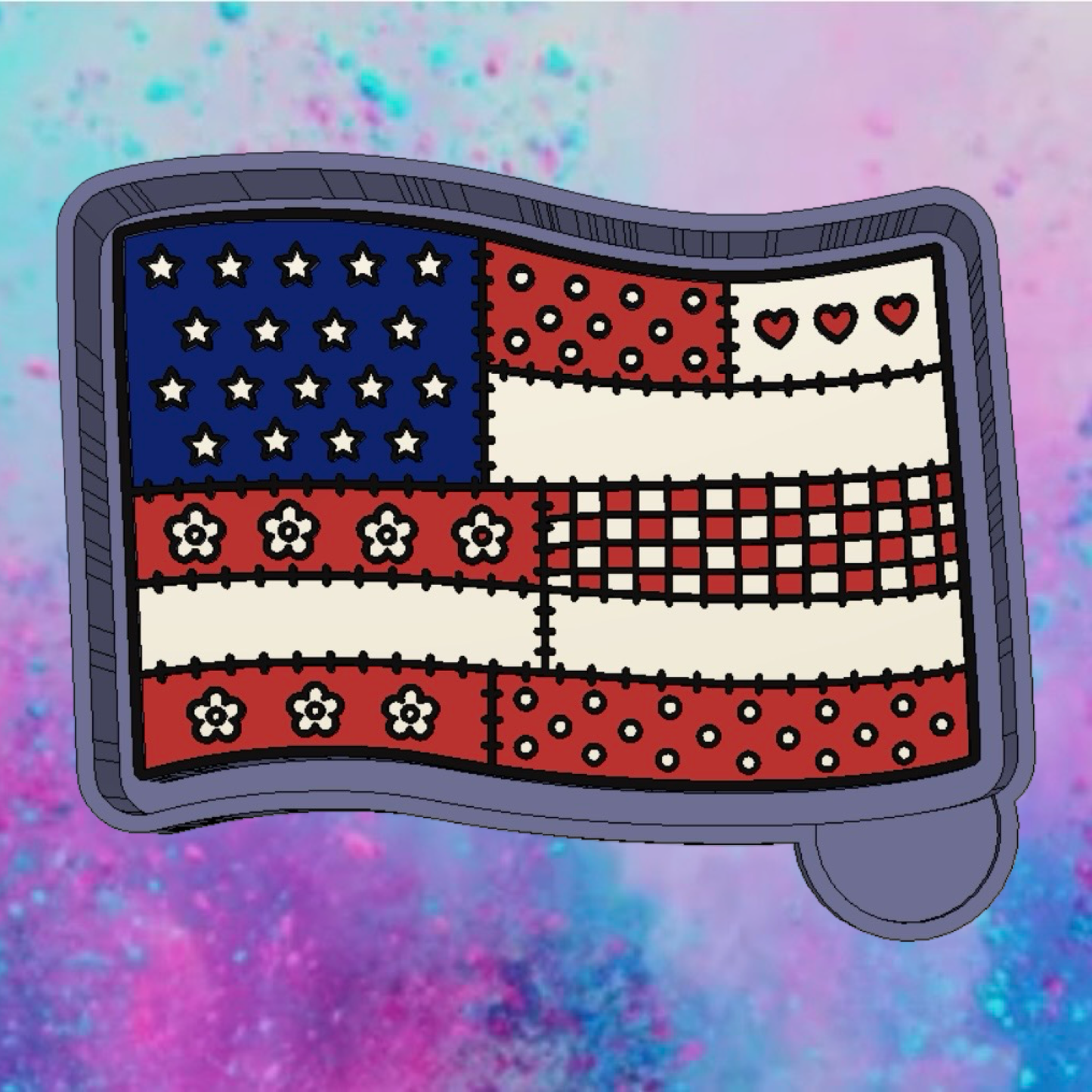Patchwork USA flag freshie mold