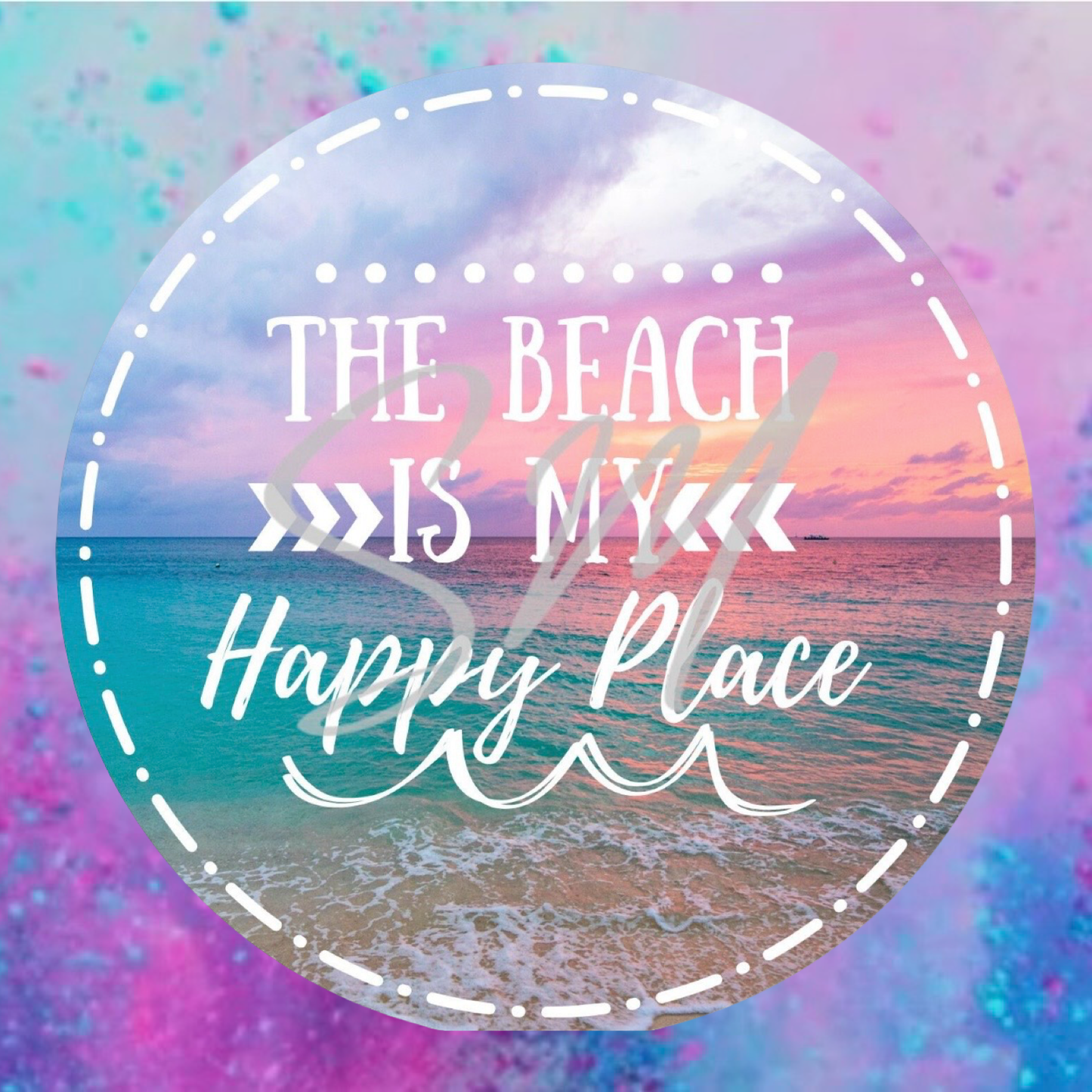 The beach is my happy place round cardstock