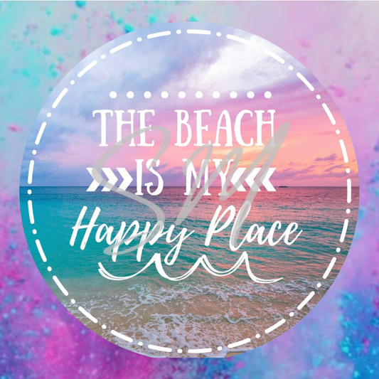 The beach is my happy place round cardstock