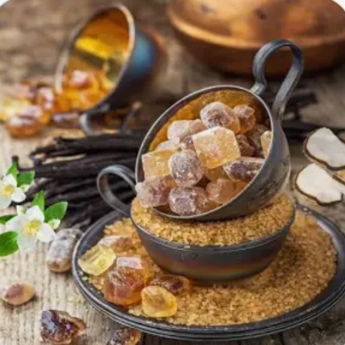 Warm Vanilla Sugar scented aroma beads.