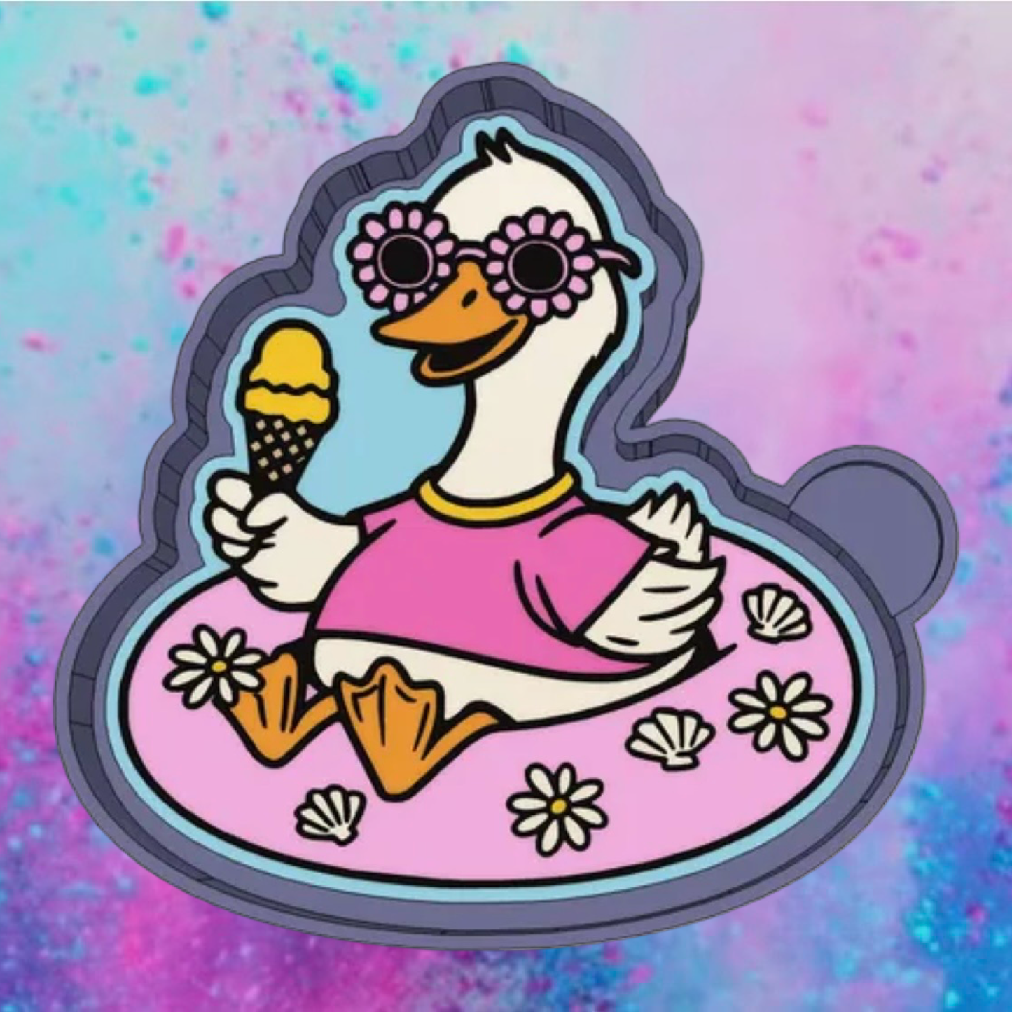 Goose with  ice cream on raft freshie mold