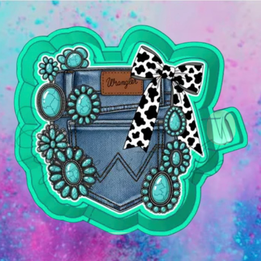 Western Jean shorts car freshie mold and cardstock