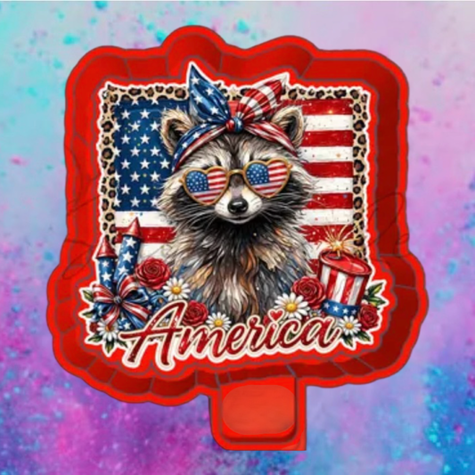American raccoon car freshie mold and cardstock