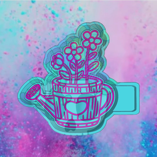 Watering can with flowers freshie mold