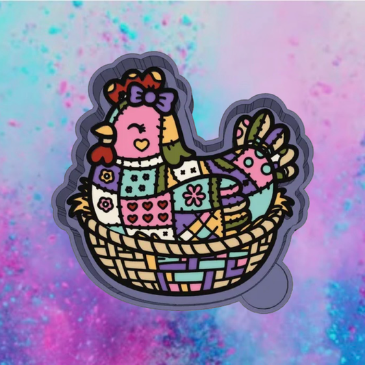 Patchwork hen on nest freshie mold