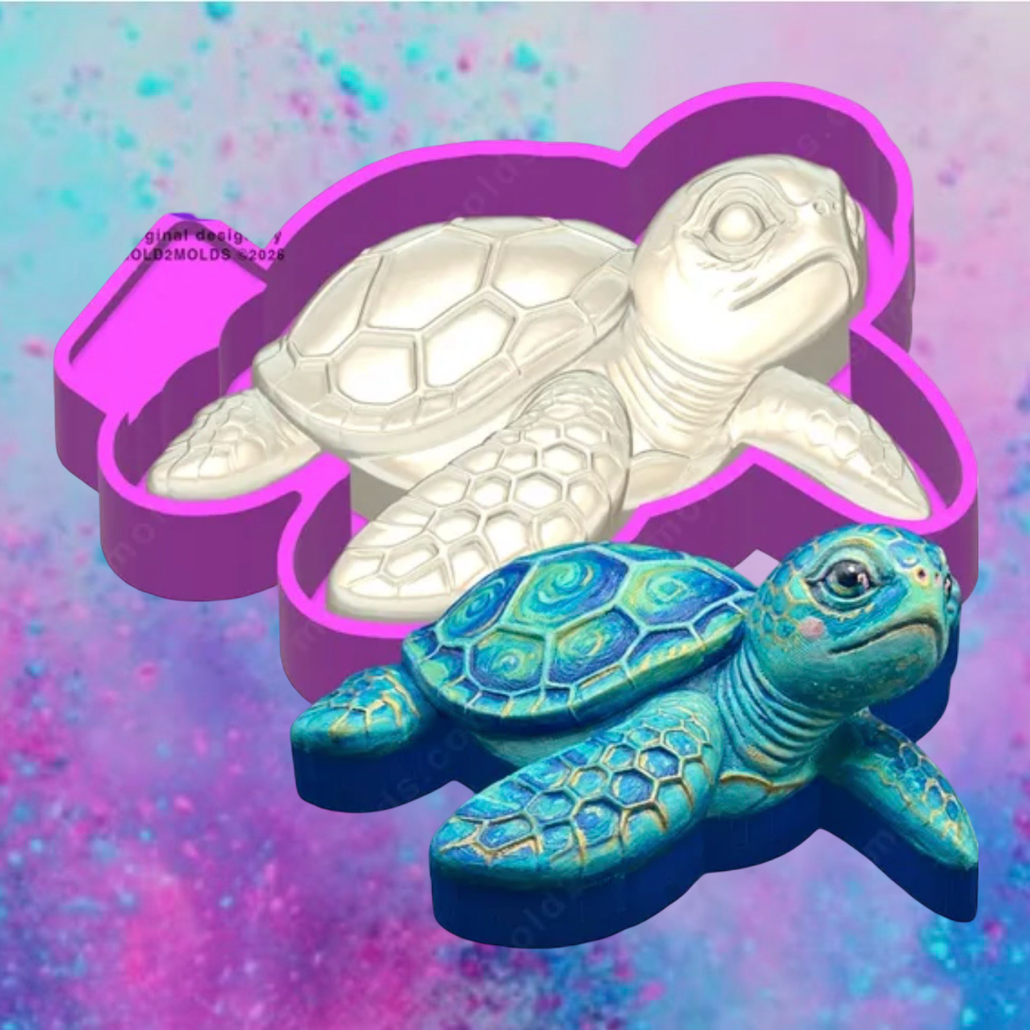 3D swimming  sea turtle freshie molds.