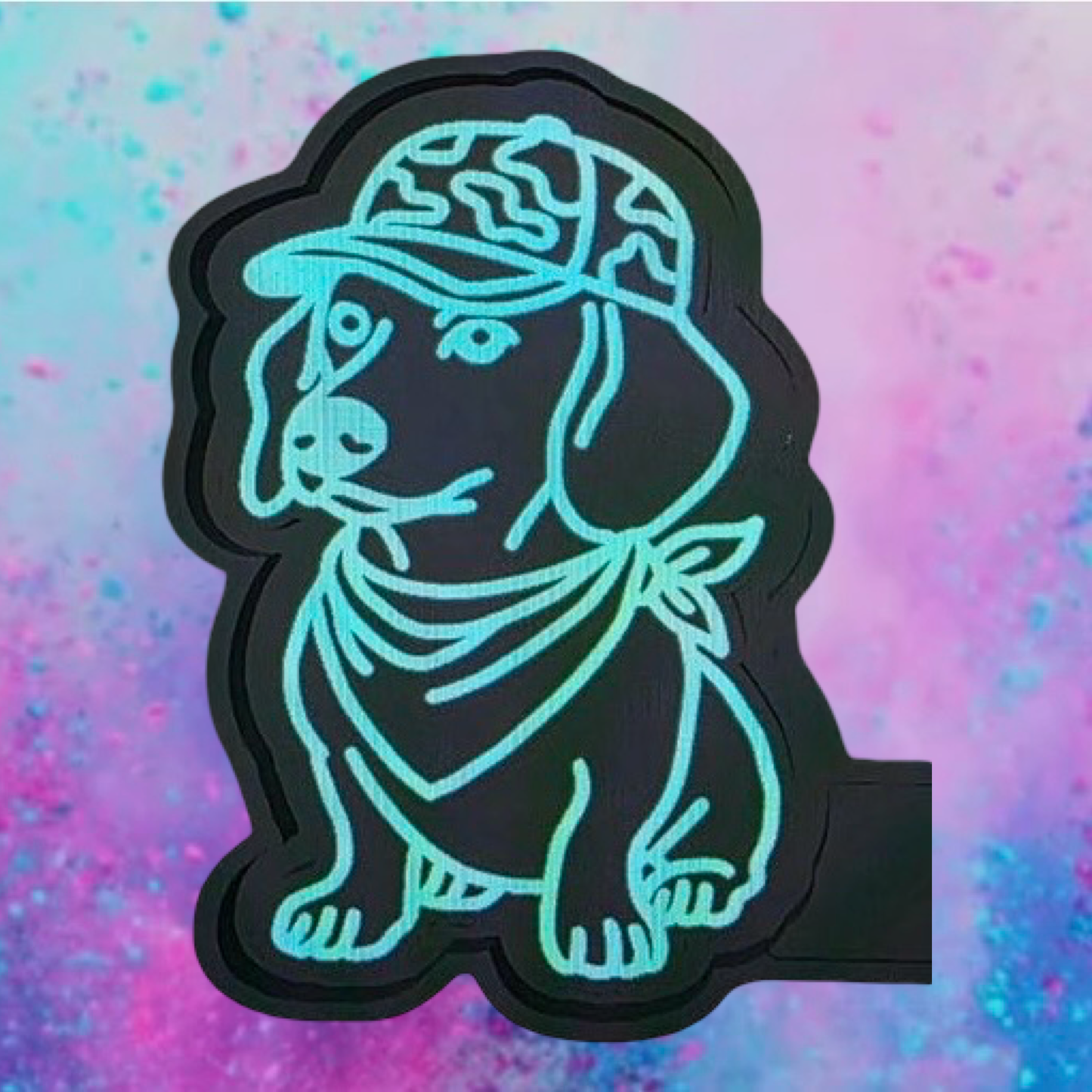 Dachshund in camo hat freshie mold