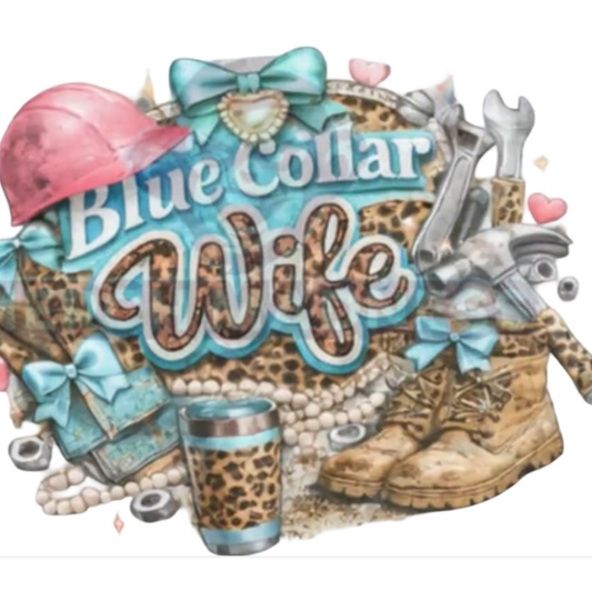 Blue collar wife round cardstock