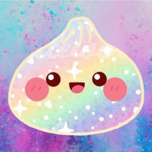 Rainbow glitter dumpling Freshie cardstock