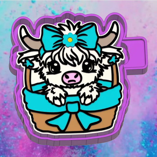 Cute cow in basket freshie mold