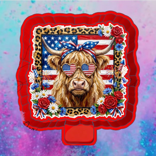 Patriotic highland cow car freshie mold and cardstock