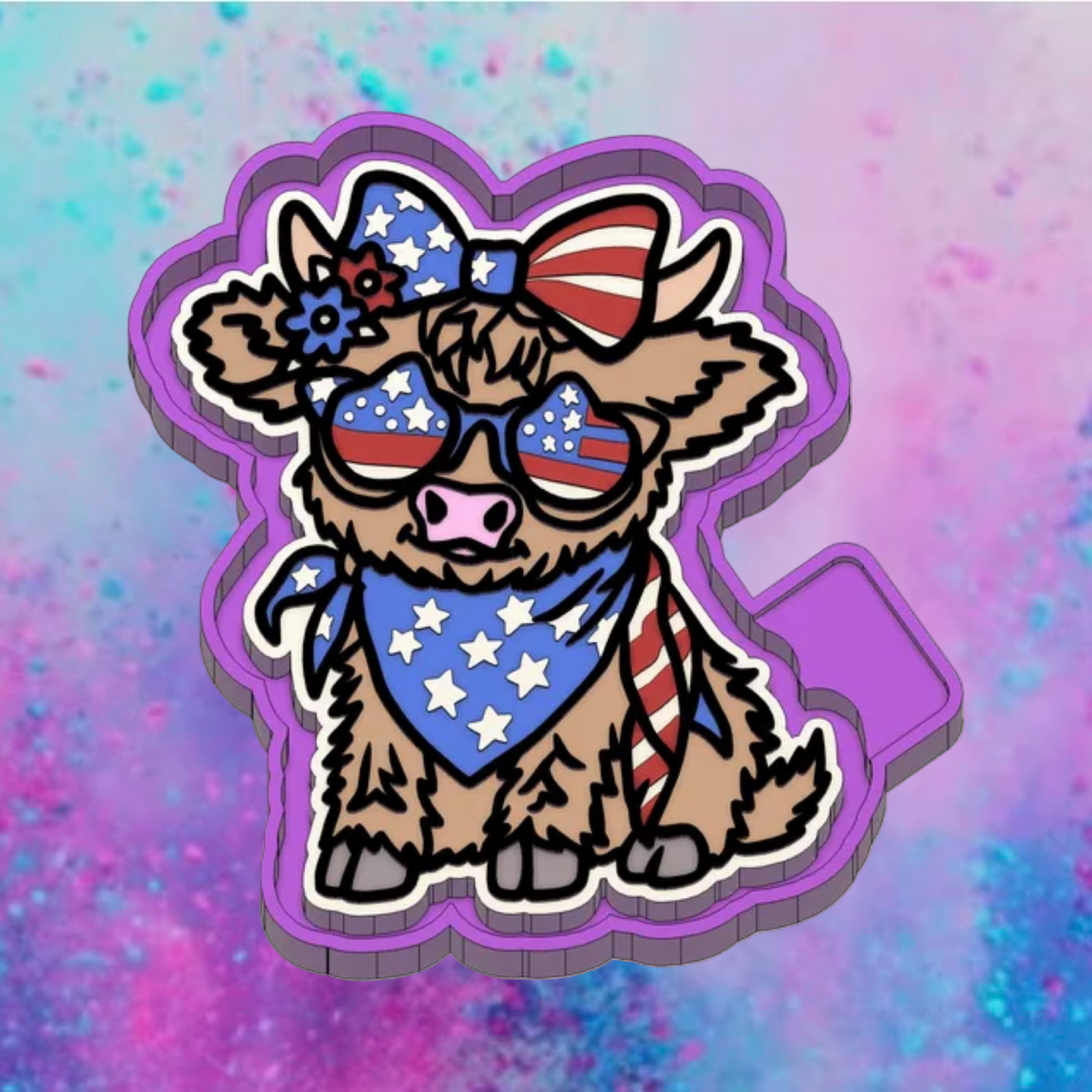 Patriotic highland cow freshie mold