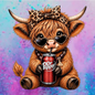 Highland cow Dr. pepper round cardstock